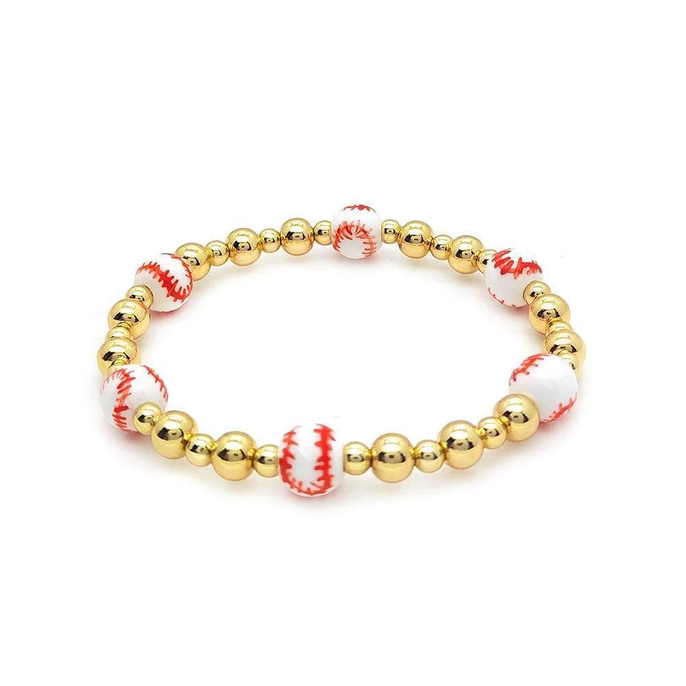 baseball + football beaded bracelets - basil boutique