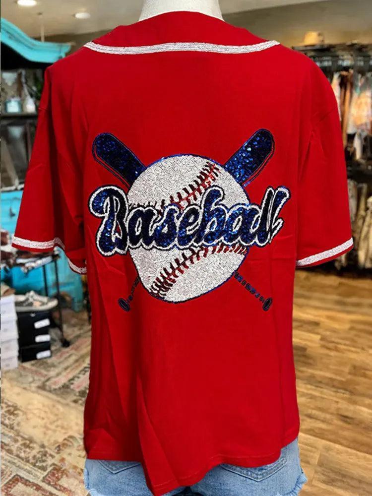 baseball sequin jersey - basil boutique