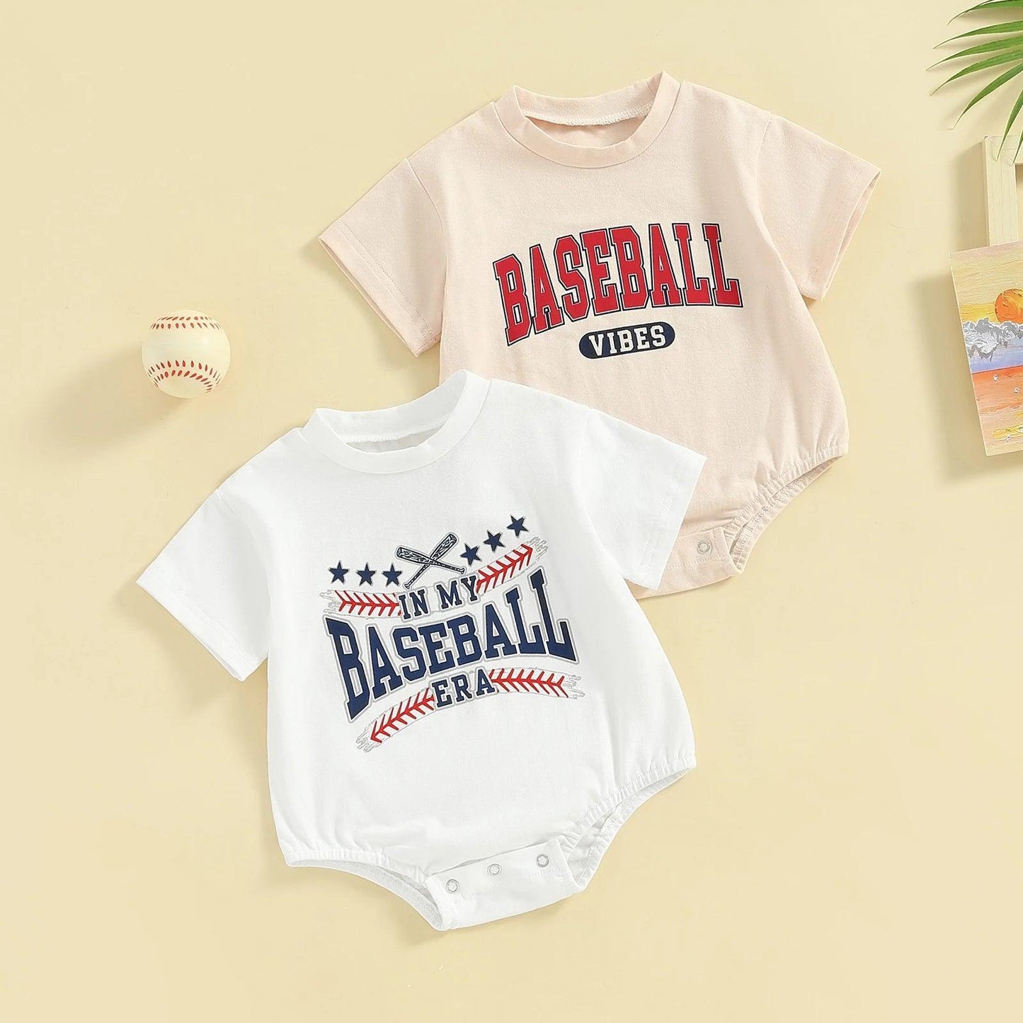 baseball vibes onesies - basil boutique