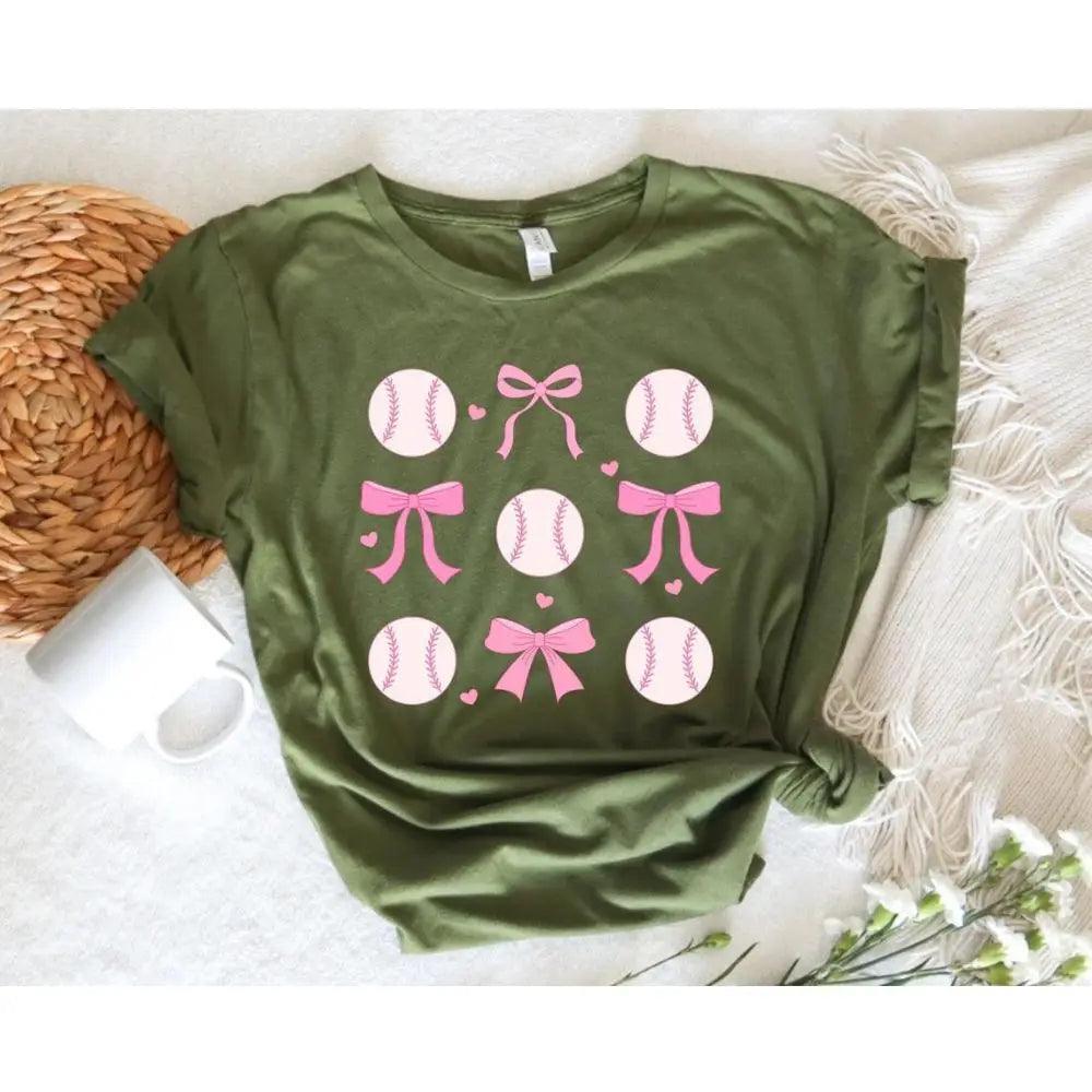 baseballs and bows t-shirt - basil boutique