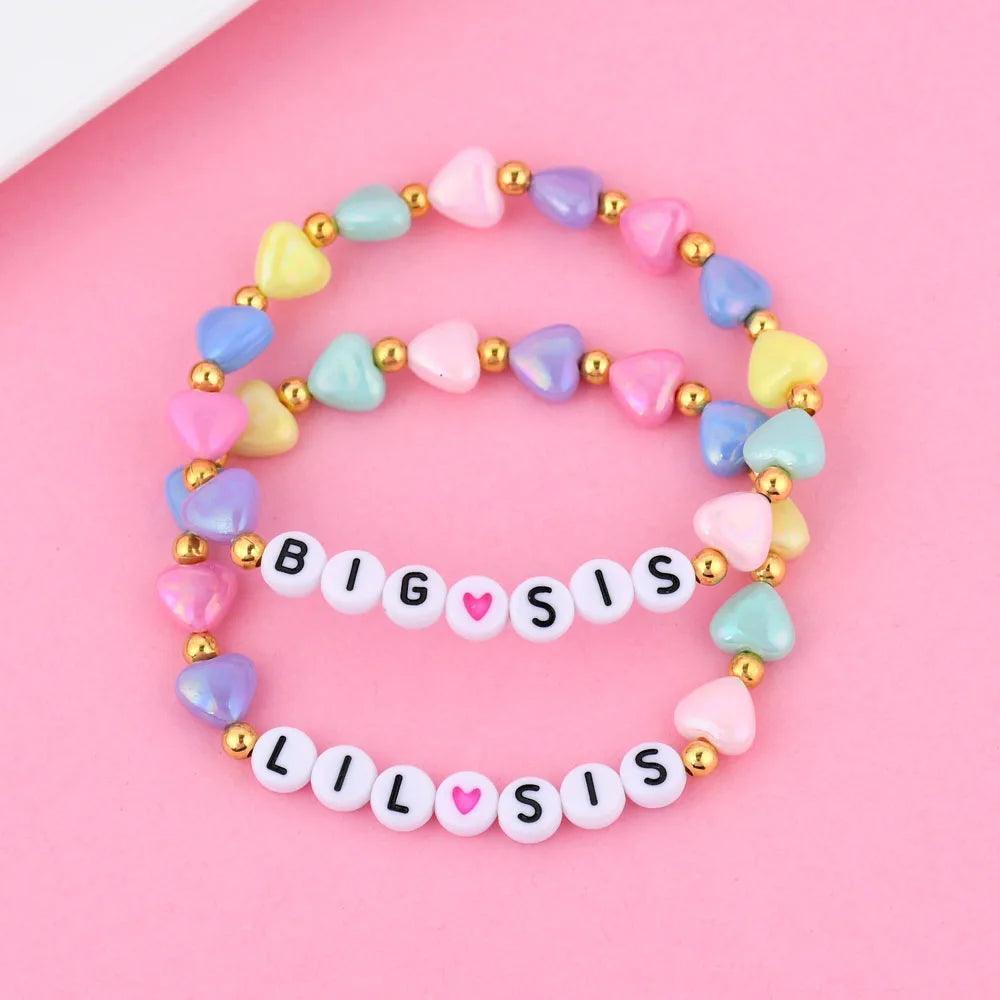 big + lil sis heart matching bracelets - basil boutique