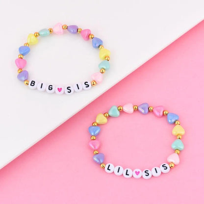 big + lil sis heart matching bracelets - basil boutique