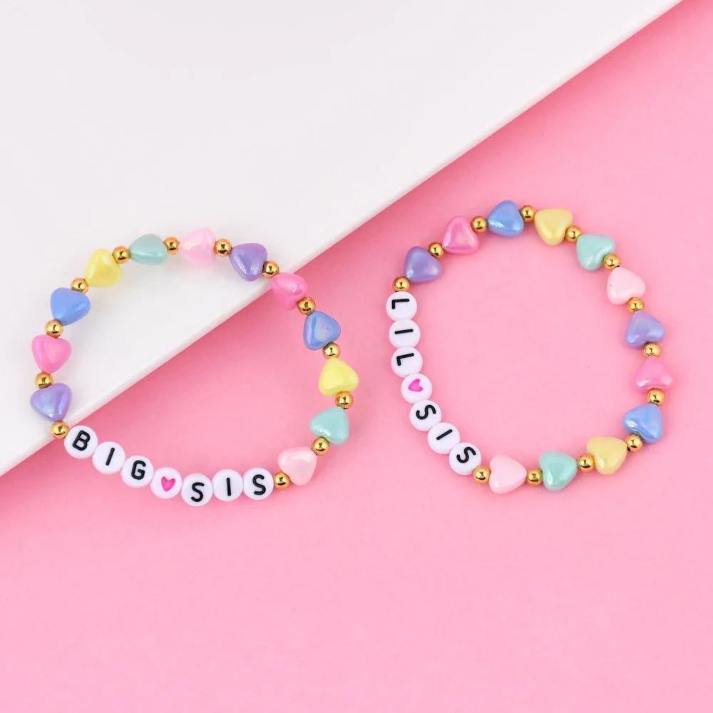 big + lil sis heart matching bracelets - basil boutique