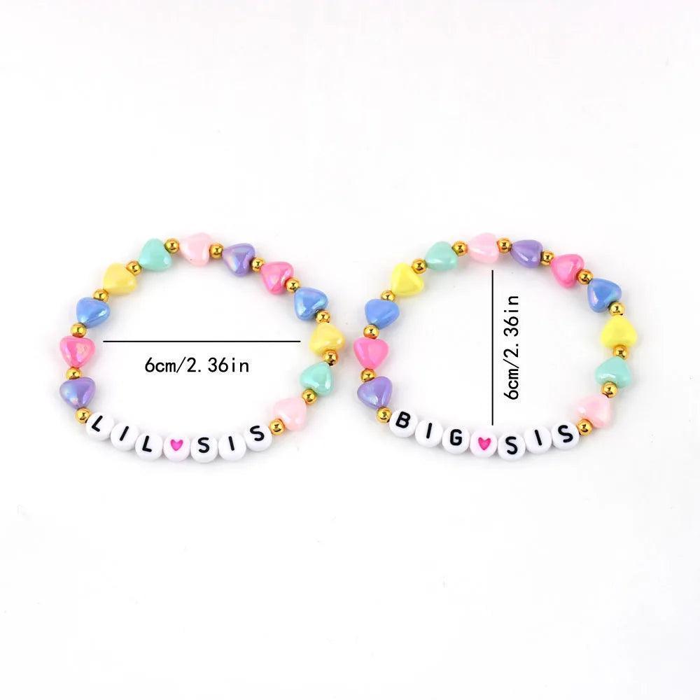 big + lil sis heart matching bracelets - basil boutique