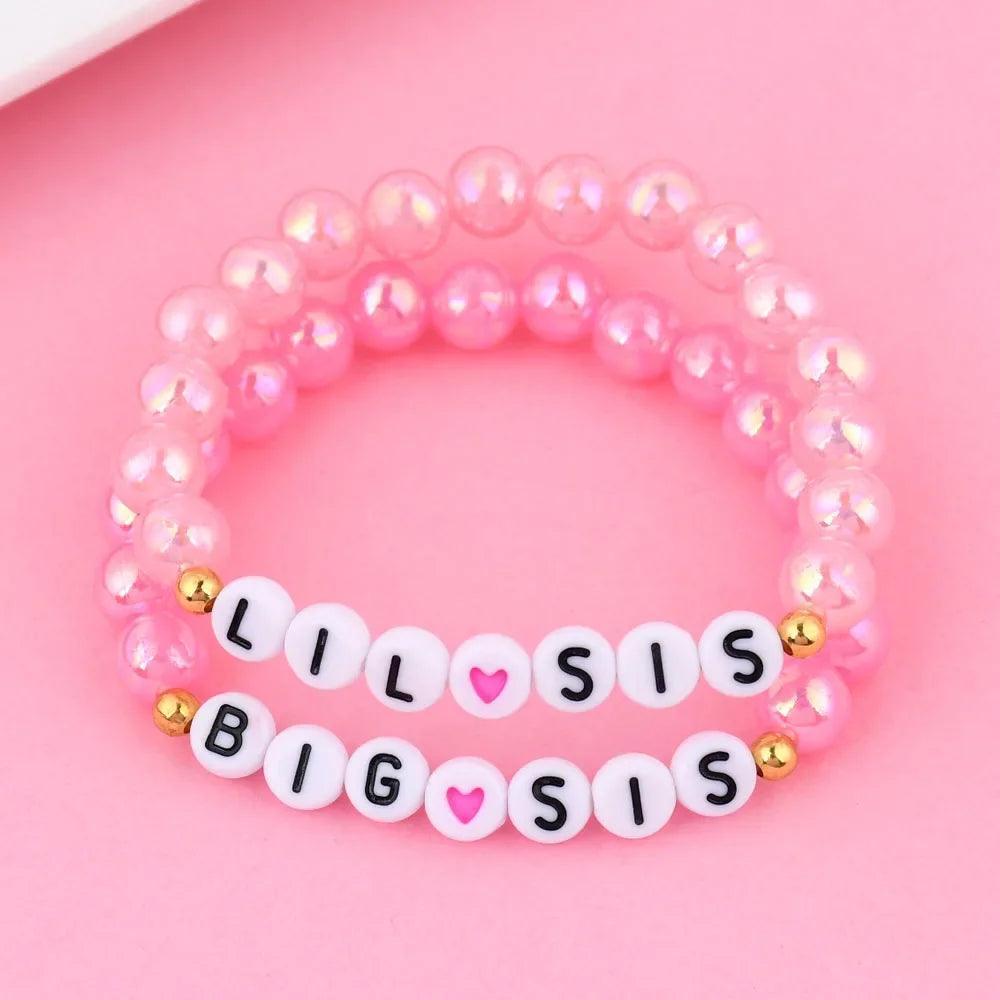 big + lil sis pink bracelets - basil boutique