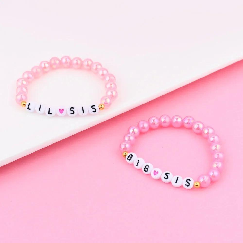 big + lil sis pink bracelets - basil boutique