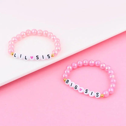 big + lil sis pink bracelets - basil boutique