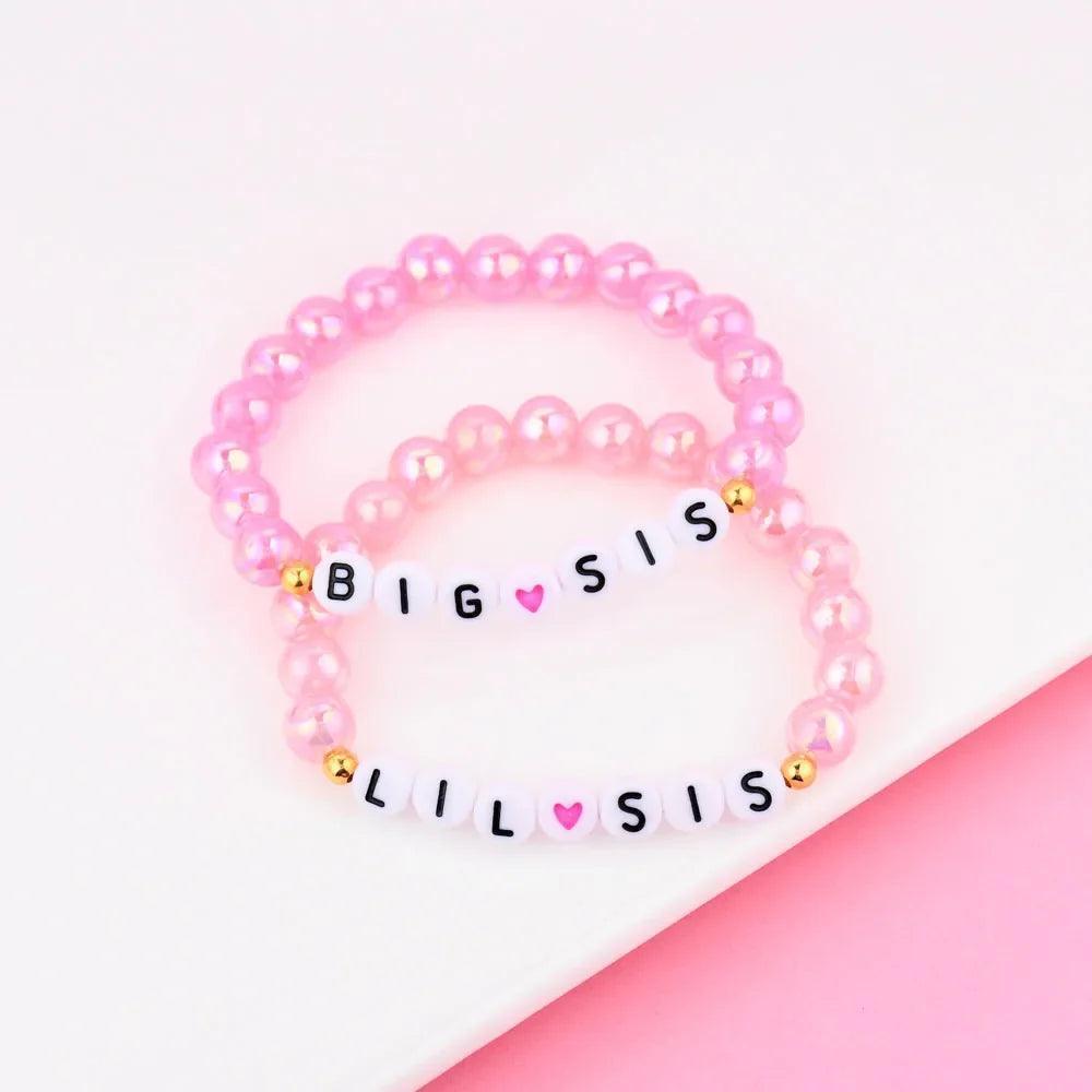 big + lil sis pink bracelets - basil boutique