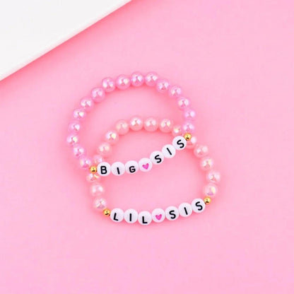 big + lil sis pink bracelets - basil boutique