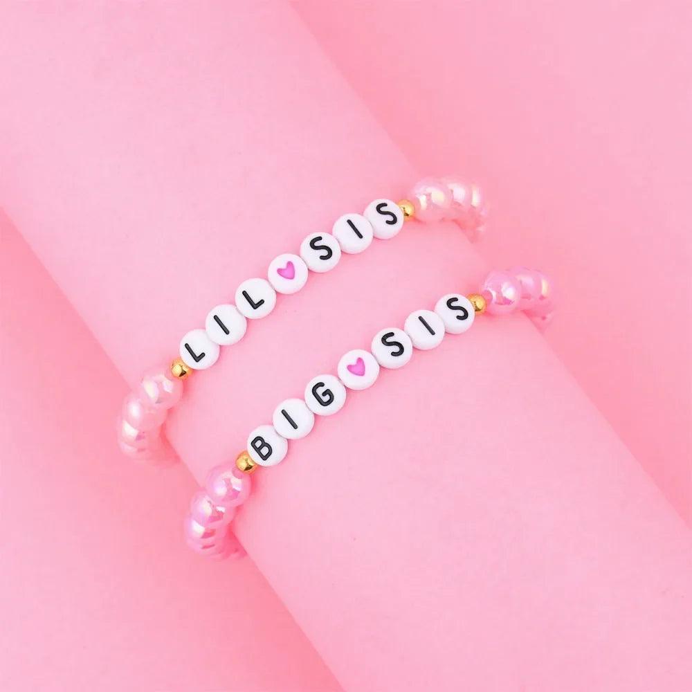 big + lil sis pink bracelets - basil boutique