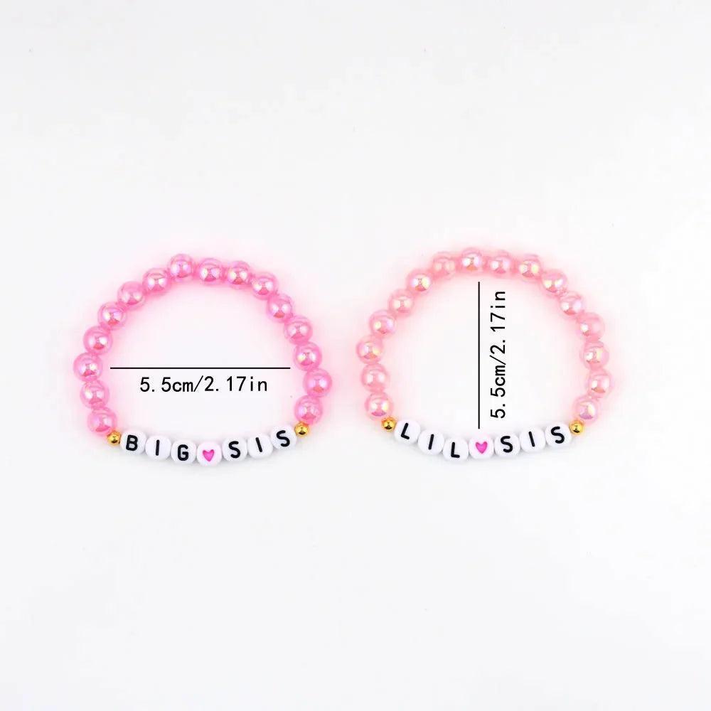 big + lil sis pink bracelets - basil boutique