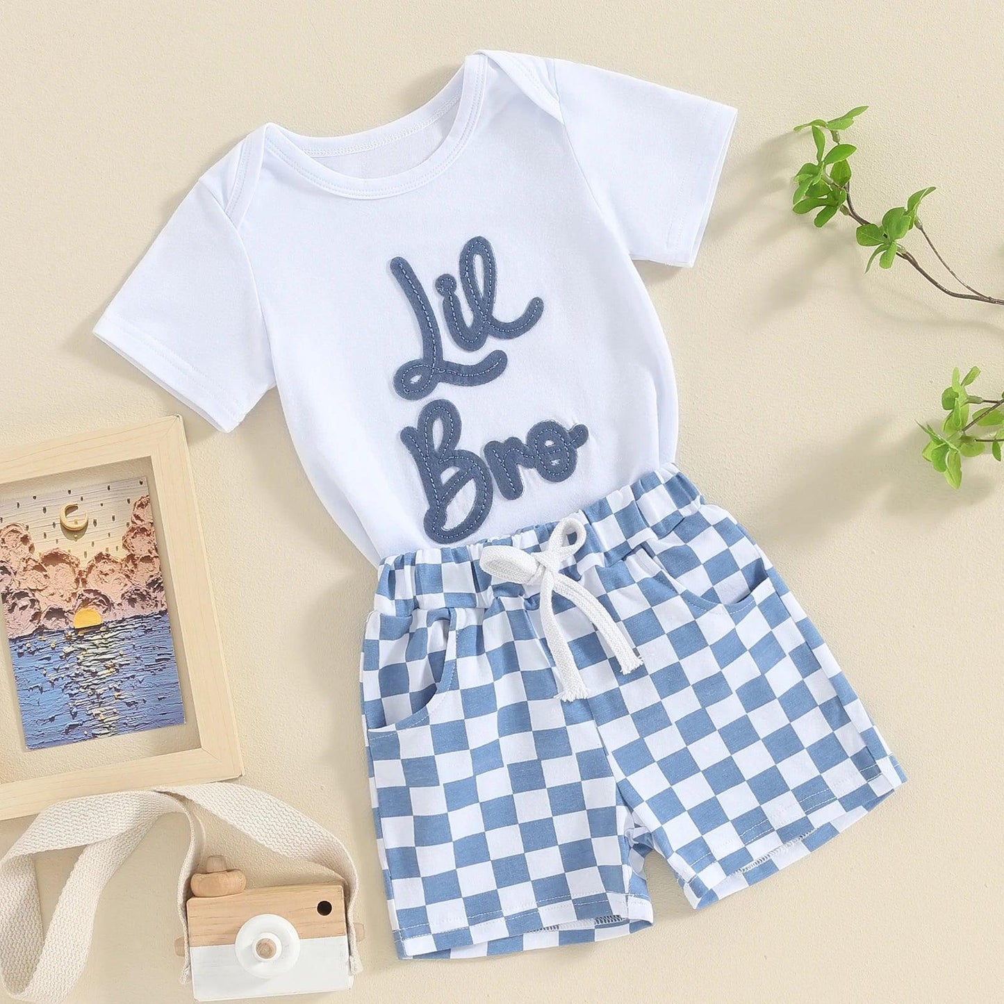 big + little bro checkered matching set - basil boutique