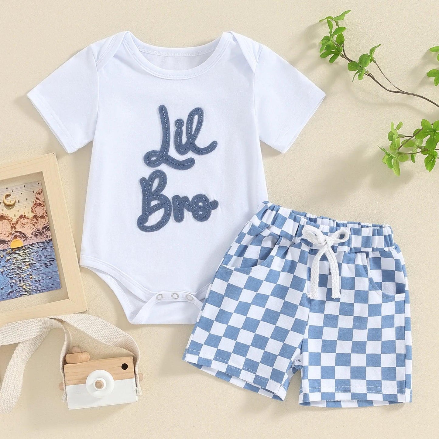 big + little bro checkered matching set - basil boutique