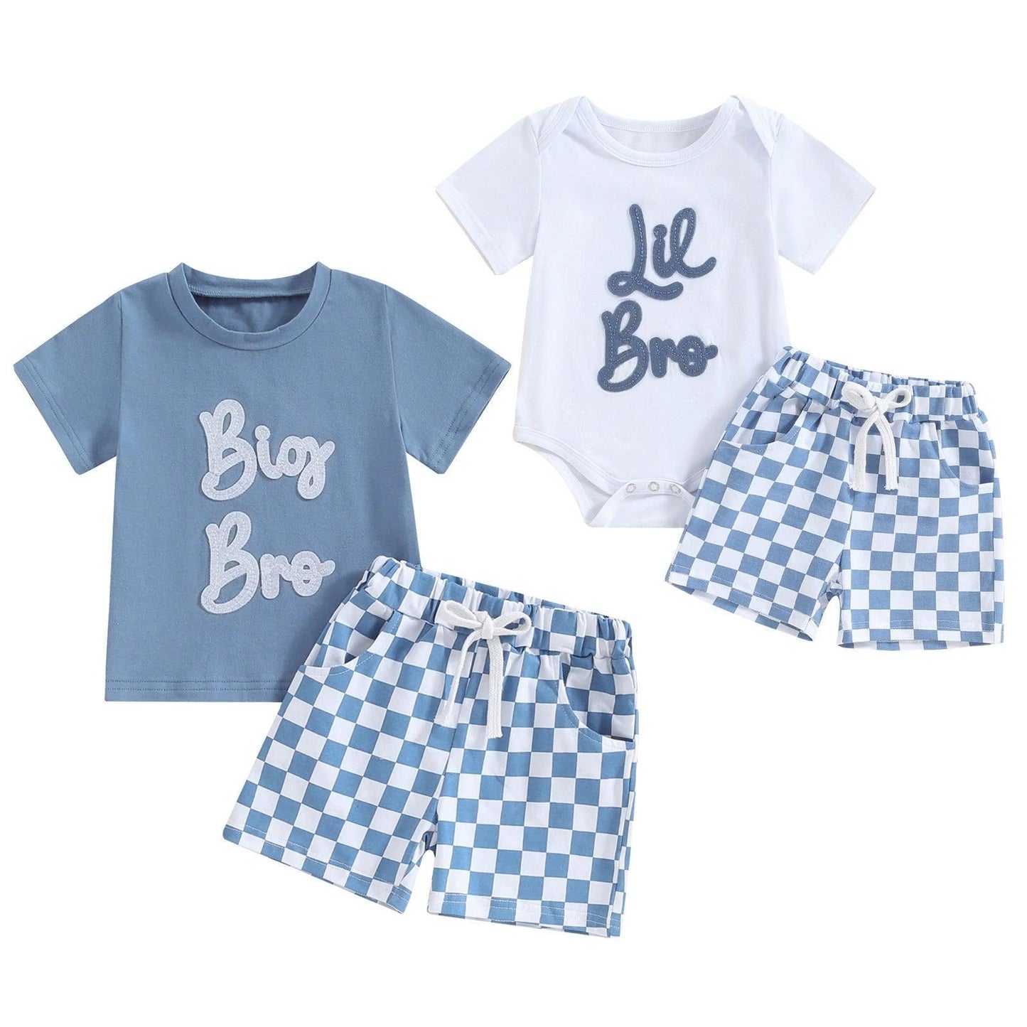 big + little bro checkered matching set - basil boutique