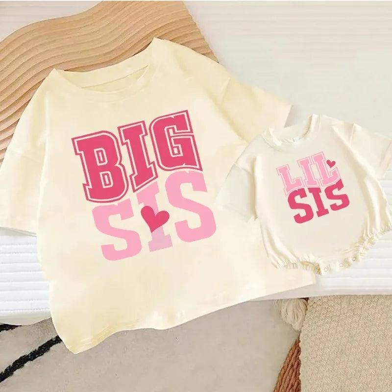 big + little sis retro heart matching set - basil boutique