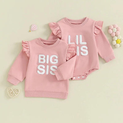 big + little sis ruffle matching set - basil boutique