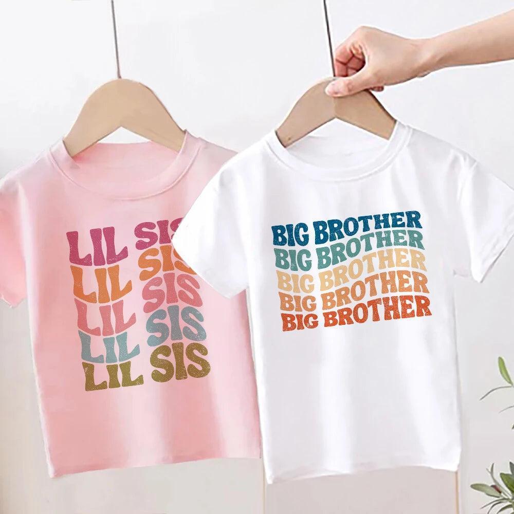 big + little sister and brother matching t-shirts - basil boutique