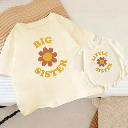 big + little sister flower power matching set - basil boutique