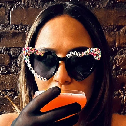 birthday babe sprinkle heart sunglasses - basil boutique