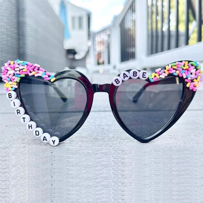 birthday babe sprinkle heart sunglasses - basil boutique