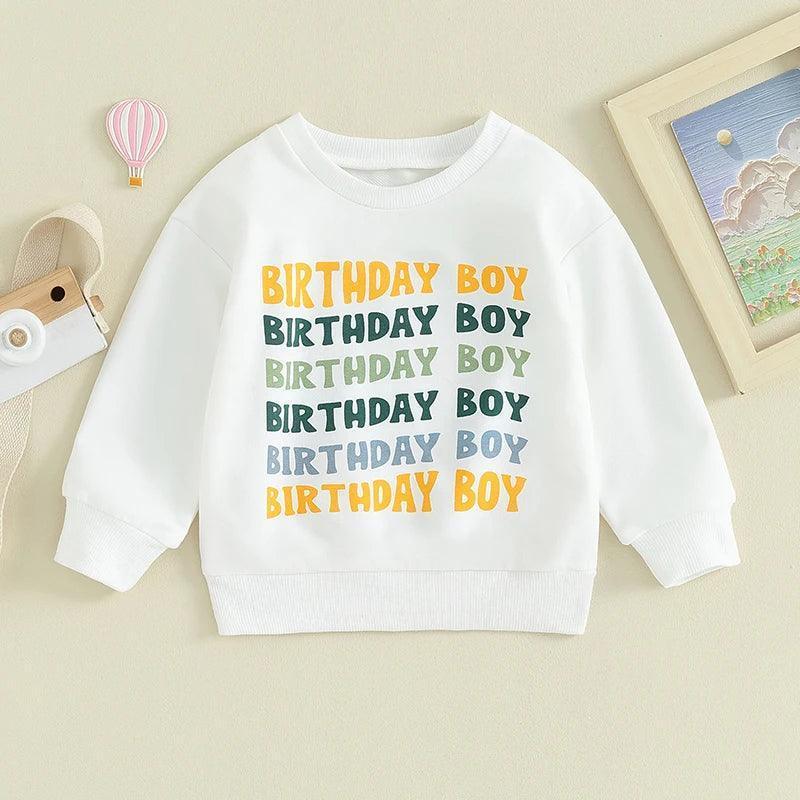 birthday boy + girl kids crew sweatshirt - basil boutique