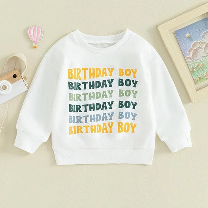 birthday boy + girl kids crew sweatshirt - basil boutique