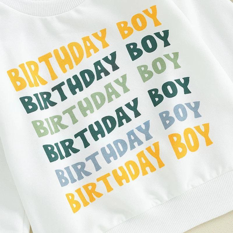 birthday boy + girl kids crew sweatshirt - basil boutique