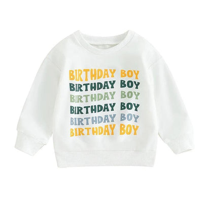 birthday boy + girl kids crew sweatshirt - basil boutique