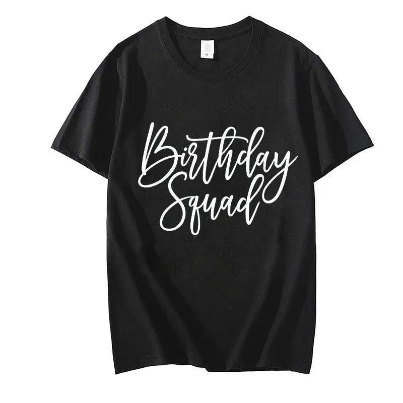 birthday crew, queen + squad t-shirts - basil boutique