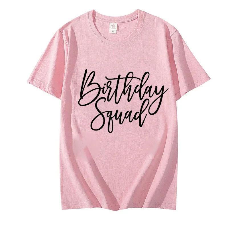 birthday crew, queen + squad t-shirts - basil boutique