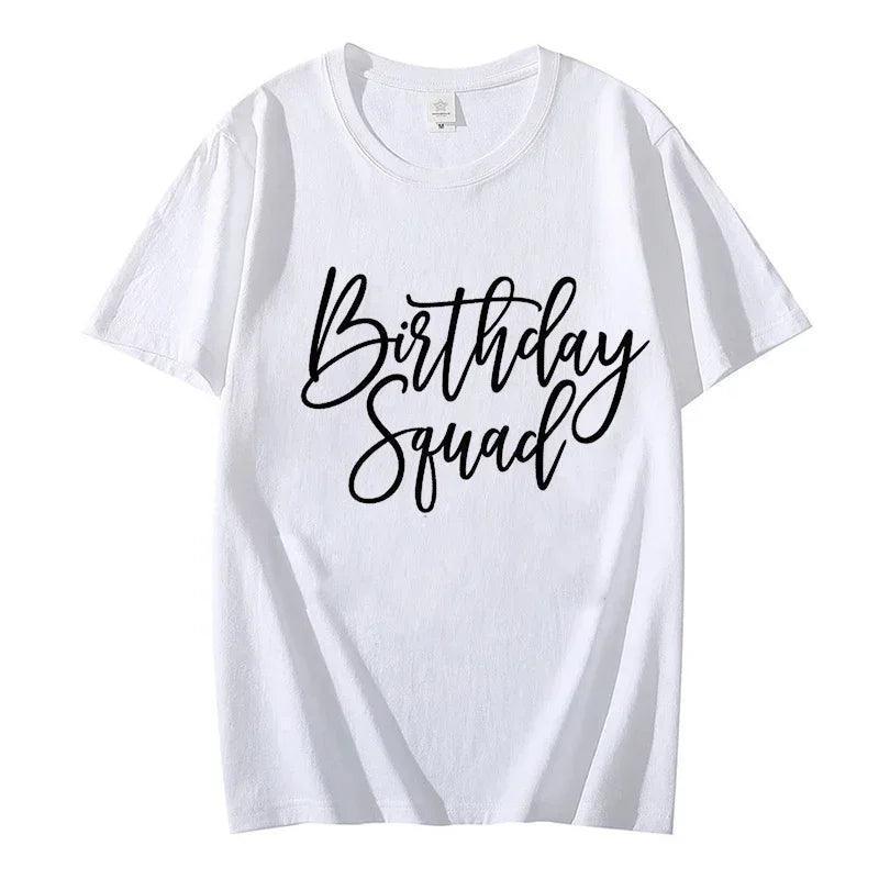 birthday crew, queen + squad t-shirts - basil boutique