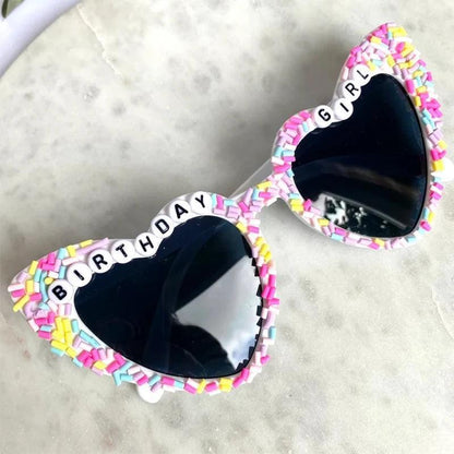 birthday girl sprinkle heart sunglasses - basil boutique