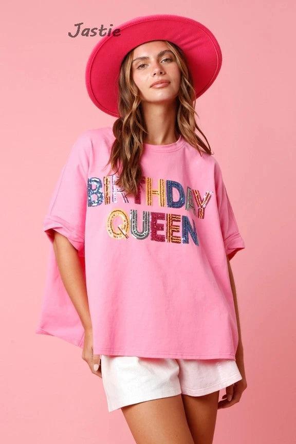 birthday queen sequin top - basil boutique