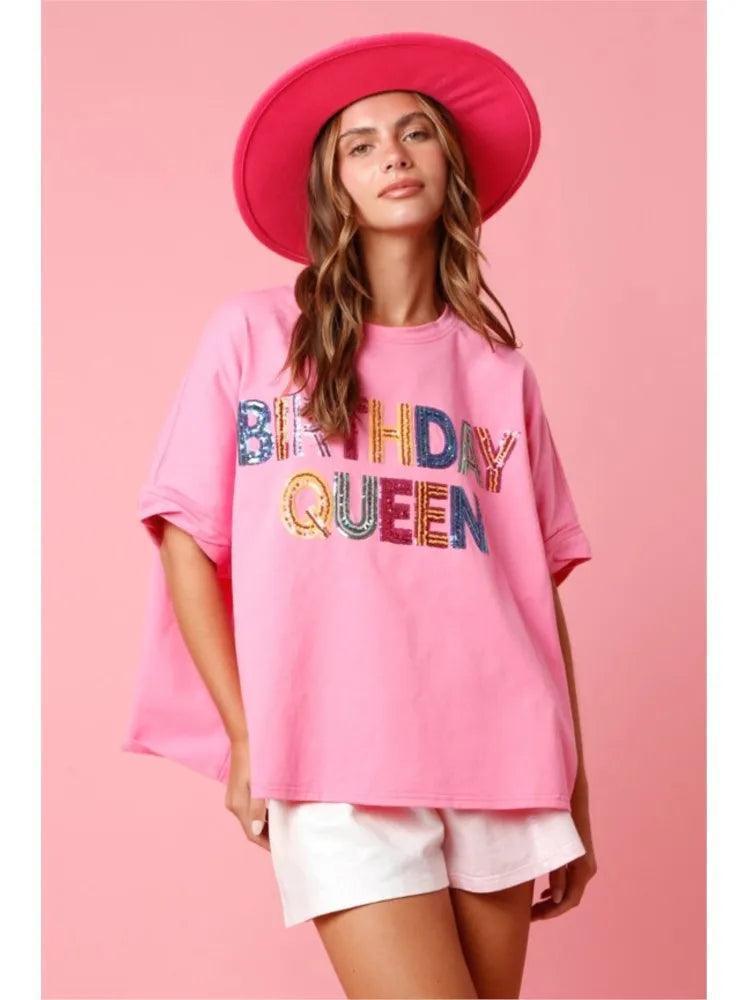 birthday queen sequin top - basil boutique