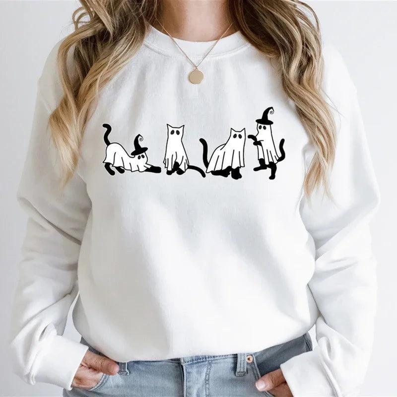 black cats + ghosts crew sweatshirt - basil boutique