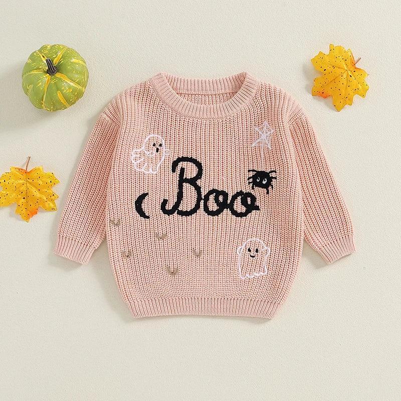 boo knit kids crew sweater - basil boutique