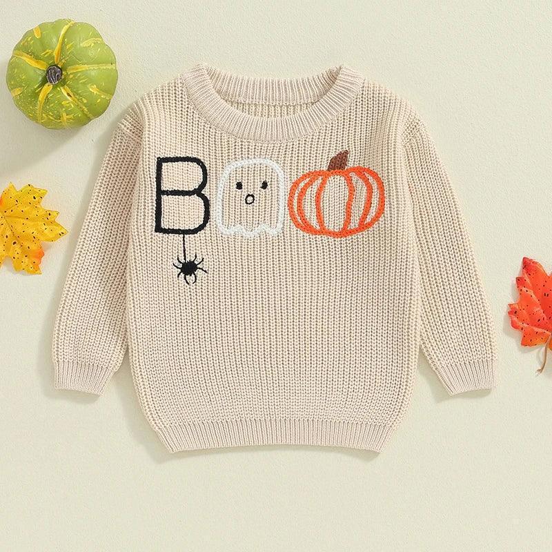 boo-tiful knit kids crew sweatshirts - basil boutique