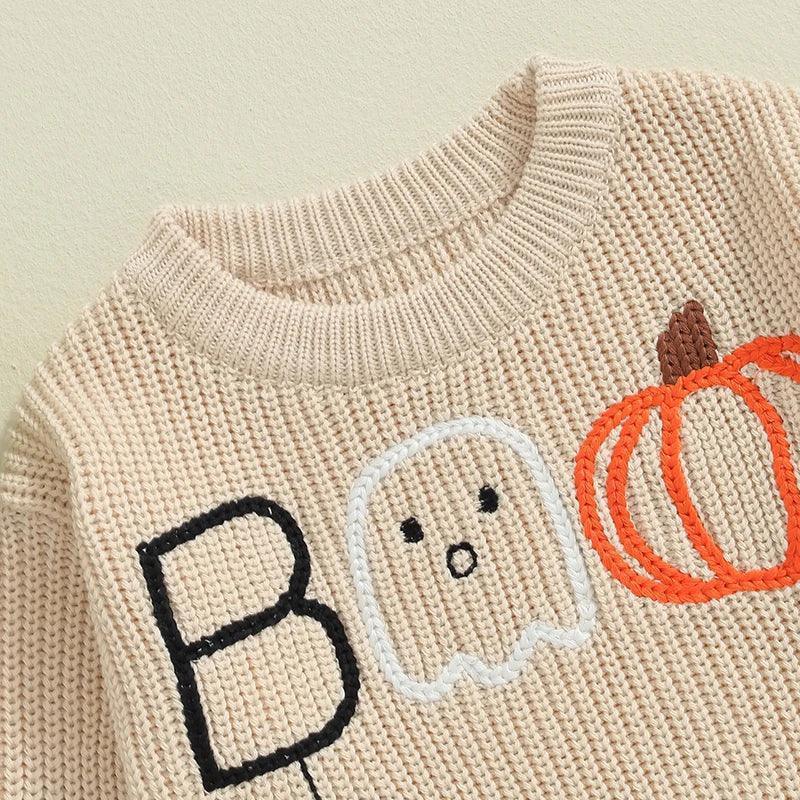 boo-tiful knit kids crew sweatshirts - basil boutique