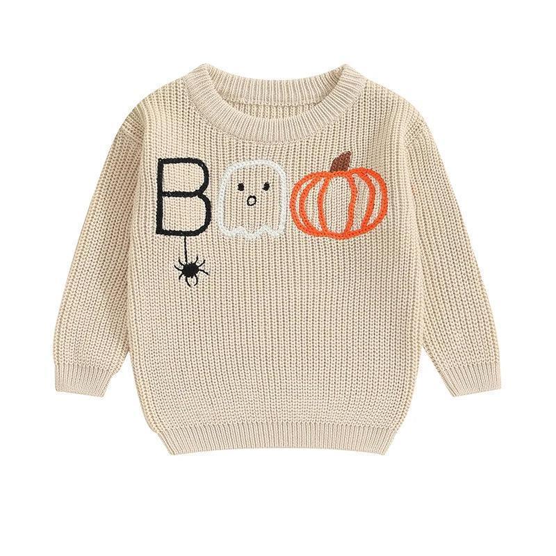 boo-tiful knit kids crew sweatshirts - basil boutique