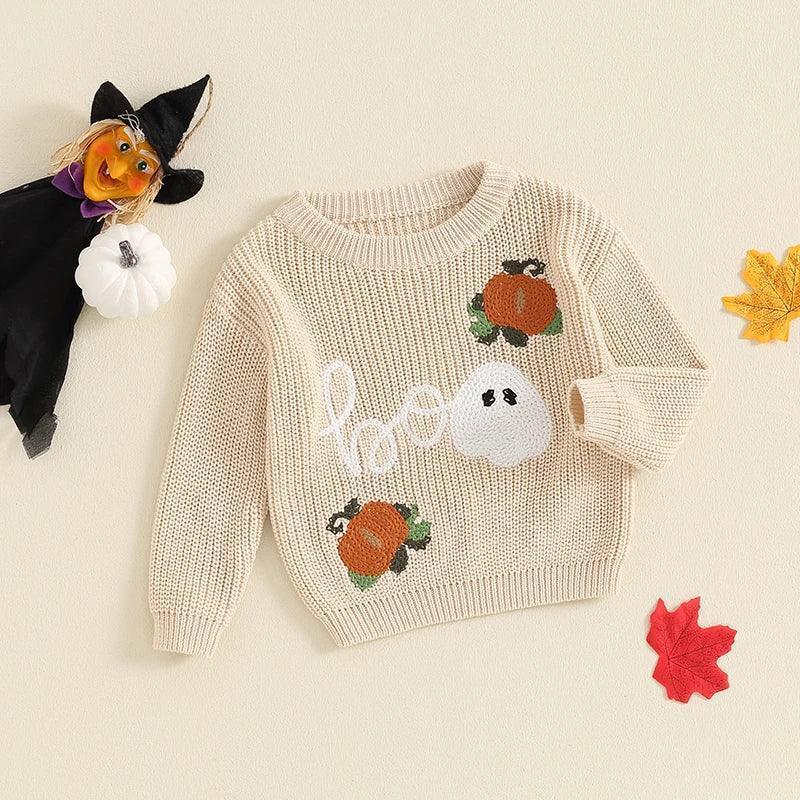 boos + ghouls knit kids crew sweater - basil boutique