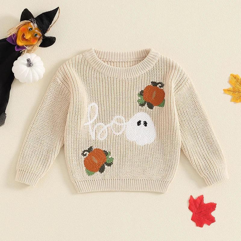 boos + ghouls knit kids crew sweater - basil boutique