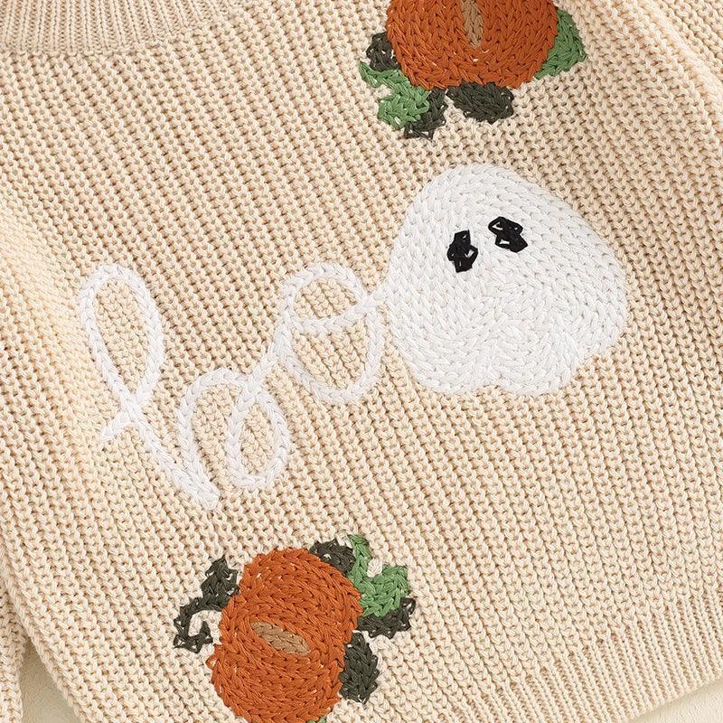 boos + ghouls knit kids crew sweater - basil boutique