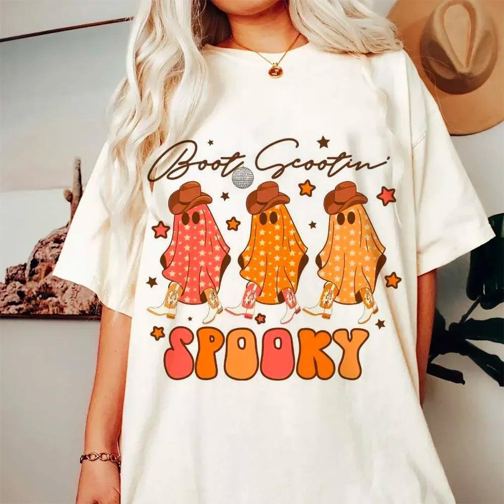 boot scootin' spooky t-shirt - basil boutique