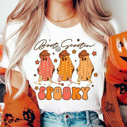 boot scootin' spooky t-shirt - basil boutique