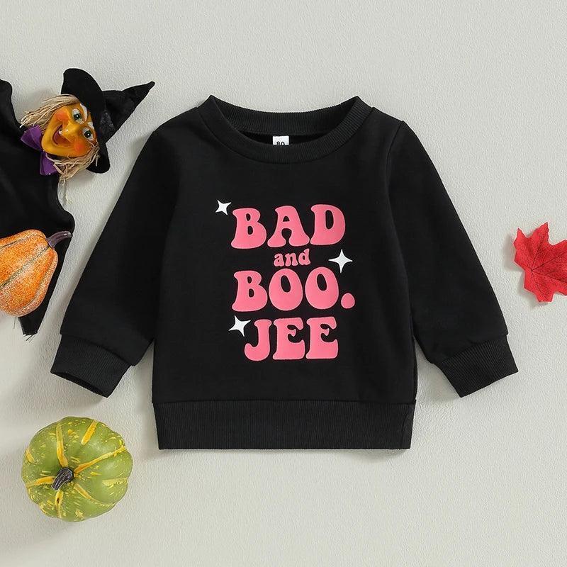 boujee halloween kids crew sweatshirts - basil boutique