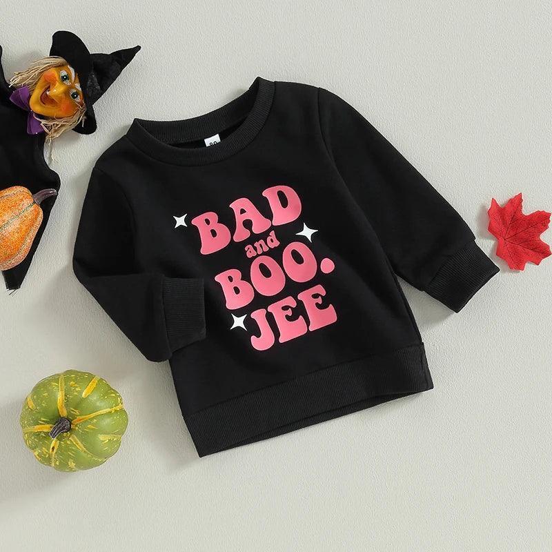 boujee halloween kids crew sweatshirts - basil boutique