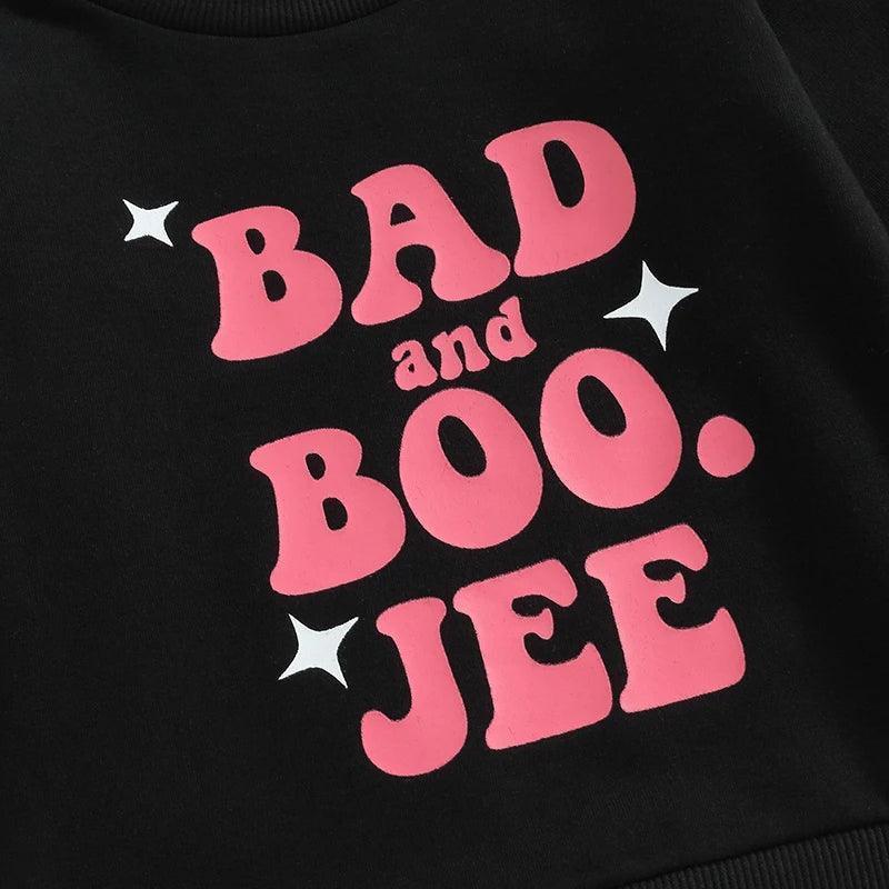 boujee halloween kids crew sweatshirts - basil boutique