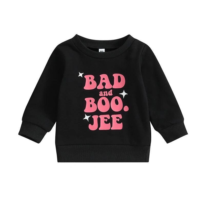 boujee halloween kids crew sweatshirts - basil boutique