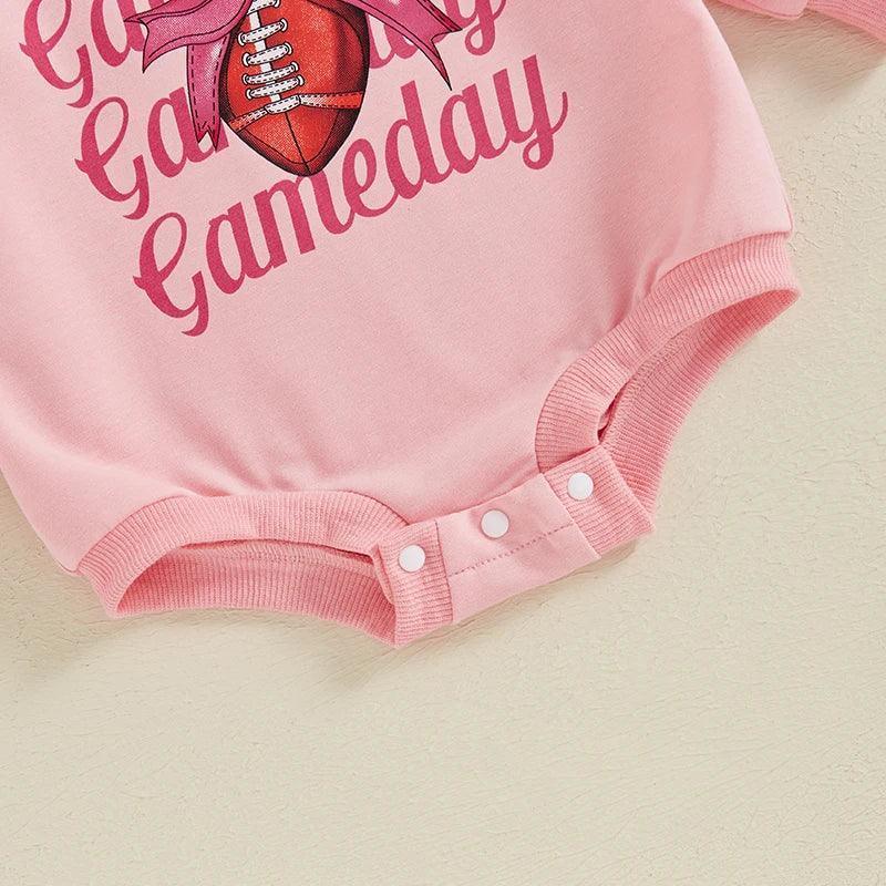 bows + football game day onesie - basil boutique