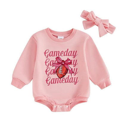 bows + football game day onesie - basil boutique